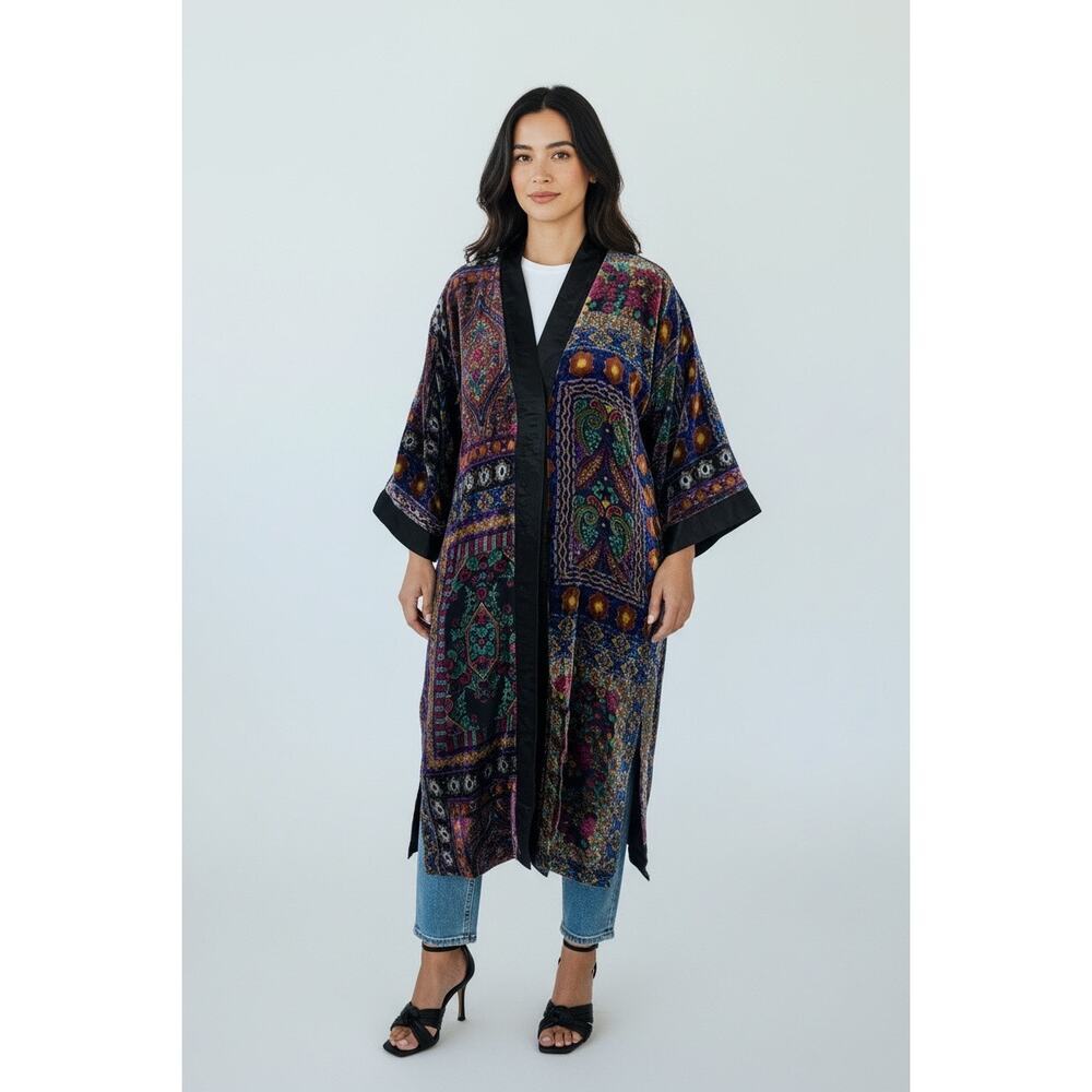 Johnny Was Women's The Maggi Velvet Long Kimono Reversible Black Size Small NWT